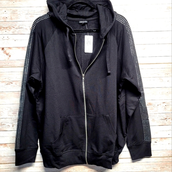 Torrid jeweled zip hoodie ultra soft black fleece - Picture 2 of 12